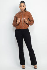 FAUX LEATHER HOODIE JACKET