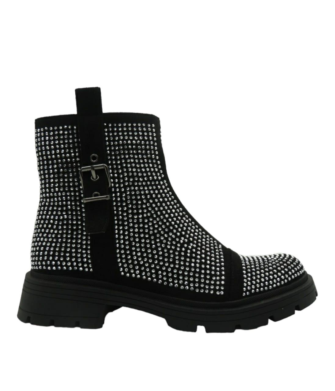 BUCKLE BLING FASHION BOOTS, SHOES, CORADO, black, boots, footwear, shoes, women, coradomoda, coradomoda.com