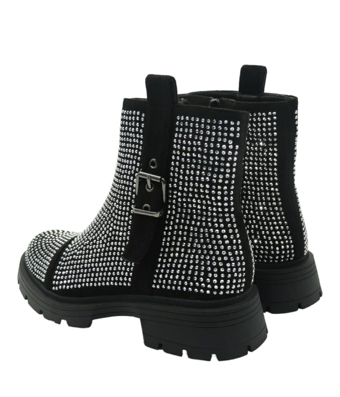 BUCKLE BLING FASHION BOOTS, SHOES, CORADO, black, boots, footwear, shoes, women, coradomoda, coradomoda.com