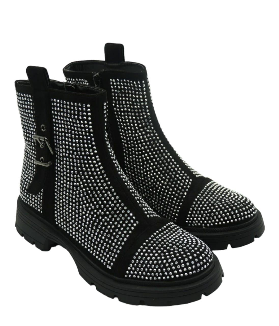 BUCKLE BLING FASHION BOOTS, SHOES, CORADO, black, boots, footwear, shoes, women, coradomoda, coradomoda.com