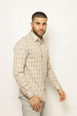 CORADO CHECKS CASUAL SHIRT, SHIRT, CORADO, beige, longsleeve, men, shirt, top, coradomoda, coradomoda.com