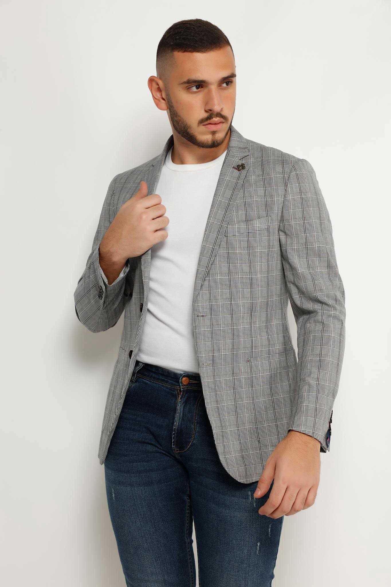 CRD MEN'S CASUAL BLAZER 2 LS180117, BLAZER, CORADO, blazer, coat, gray, men, top, coradomoda, coradomoda.com