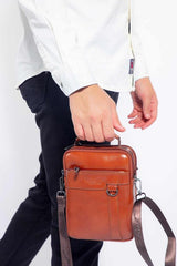 CS TOP HANDLE CROSSBODY BAG IN CAMEL, BAG, CORADO, accessories, bag, brown, handbag, men, coradomoda, coradomoda.com