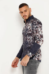 EM BLURRY MEN'S SHIRT, SHIRT, CORADO, indigo, longsleeve, men, shirt, top, coradomoda, coradomoda.com