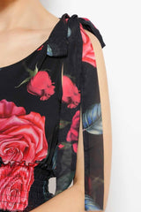 FLORAL SLEEVELESS DRESS 2-3495MIS, DRESS, CORADO, black, dress, floral, long, sleeveless, women, coradomoda, coradomoda.com
