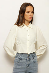HELEYNA COLLARED FASHION TOP, BLOUSE, CORADO, be unique, blouse, buttermilk white, button, casual, collared, corado fashion, coradomoda, FASHION, label, lifestyle, made in turkey, new, new collection, ootd, party, shirt, statement, street style, style, summer, top, vibe, women, coradomoda, coradomoda.com