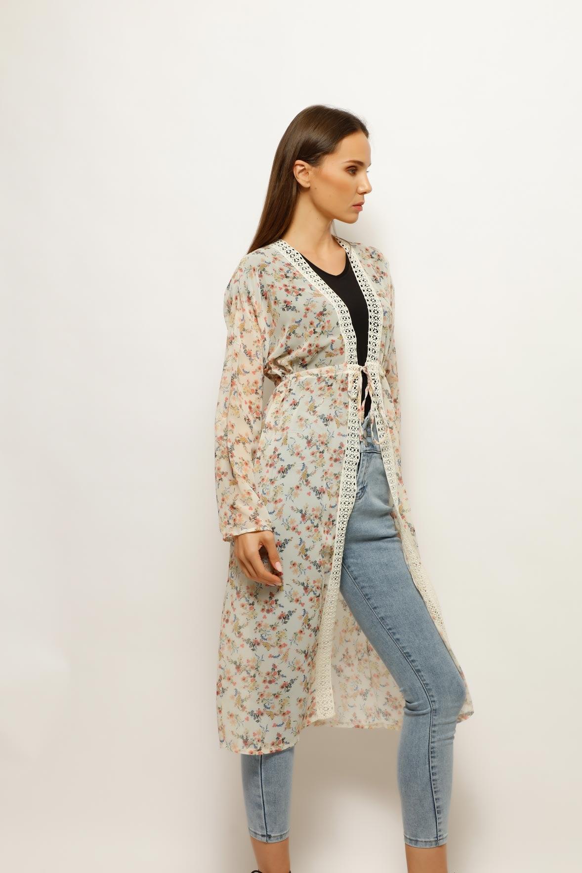 HIRKA FLOWY FLORAL CARDIGAN, CARDIGAN, CORADO, cardigan, corado fashion, coradomoda, FASHION, floral, flowy, lace, lifestyle, off white, printed, see through, street style, style, summer, tie, top, vibe, women, coradomoda, coradomoda.com