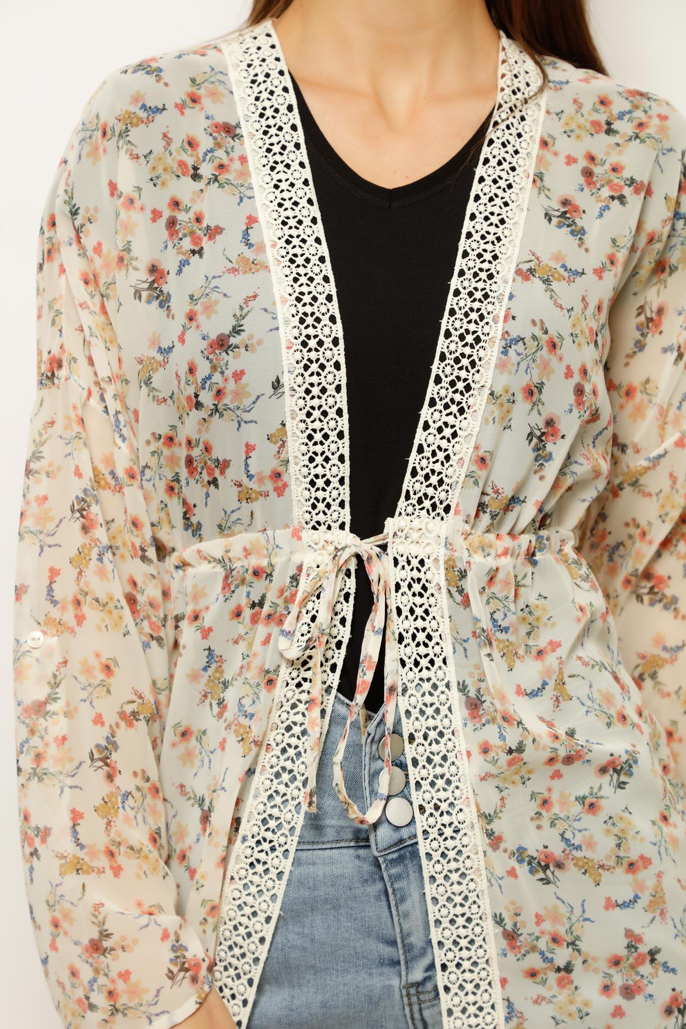 HIRKA FLOWY FLORAL CARDIGAN, CARDIGAN, CORADO, cardigan, corado fashion, coradomoda, FASHION, floral, flowy, lace, lifestyle, off white, printed, see through, street style, style, summer, tie, top, vibe, women, coradomoda, coradomoda.com
