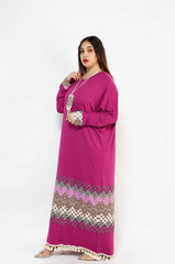MADAME 4 TUSELLED DETAILED LONG DRESS 3045MK, DRESS, CORADO, Arabic, dress, long, longsleeve, moraco, plus size, purple, women, coradomoda, coradomoda.com