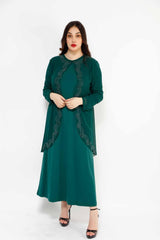 MAKKA 1 COUTURE SHIMMER 3102, DRESS, CORADO, arabic, dress, gown, green, kaftan, long, longsleeve, women, coradomoda, coradomoda.com