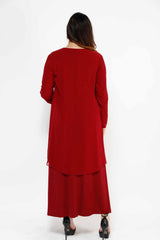 MAKKA 3 COUTURE SHIMMER 3102, DRESS, CORADO, arabic, dress, gown, long, longsleeve, plus size, red, women, coradomoda, coradomoda.com