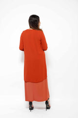 MAKKA COUTURE 4 SHIMMER LINING 3110, DRESS, CORADO, arabic, dress, gown, long, longsleeve, orange, women, coradomoda, coradomoda.com