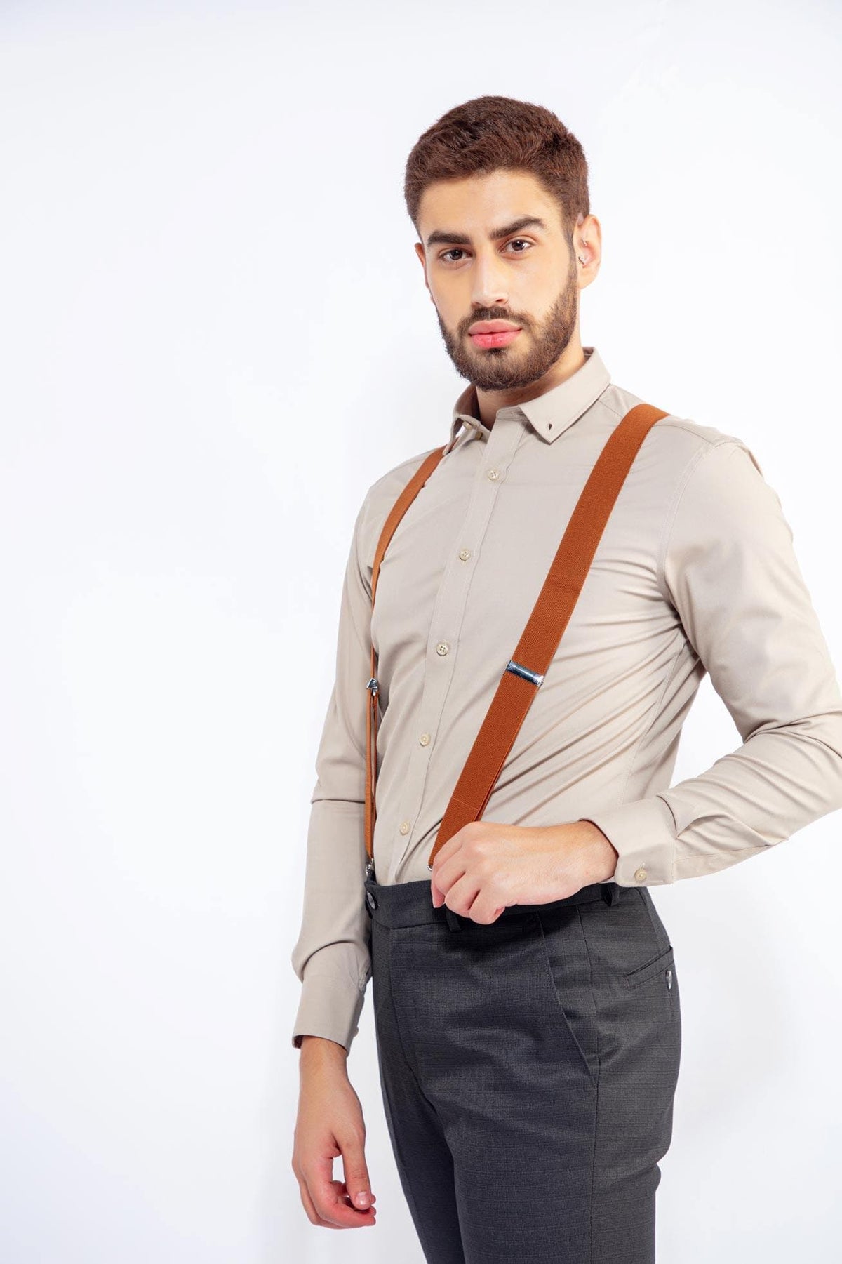 MEN'S SUSPENDER IN CAMEL, Suspenders, CORADO, accessories, brown, men, suspender, coradomoda, coradomoda.com