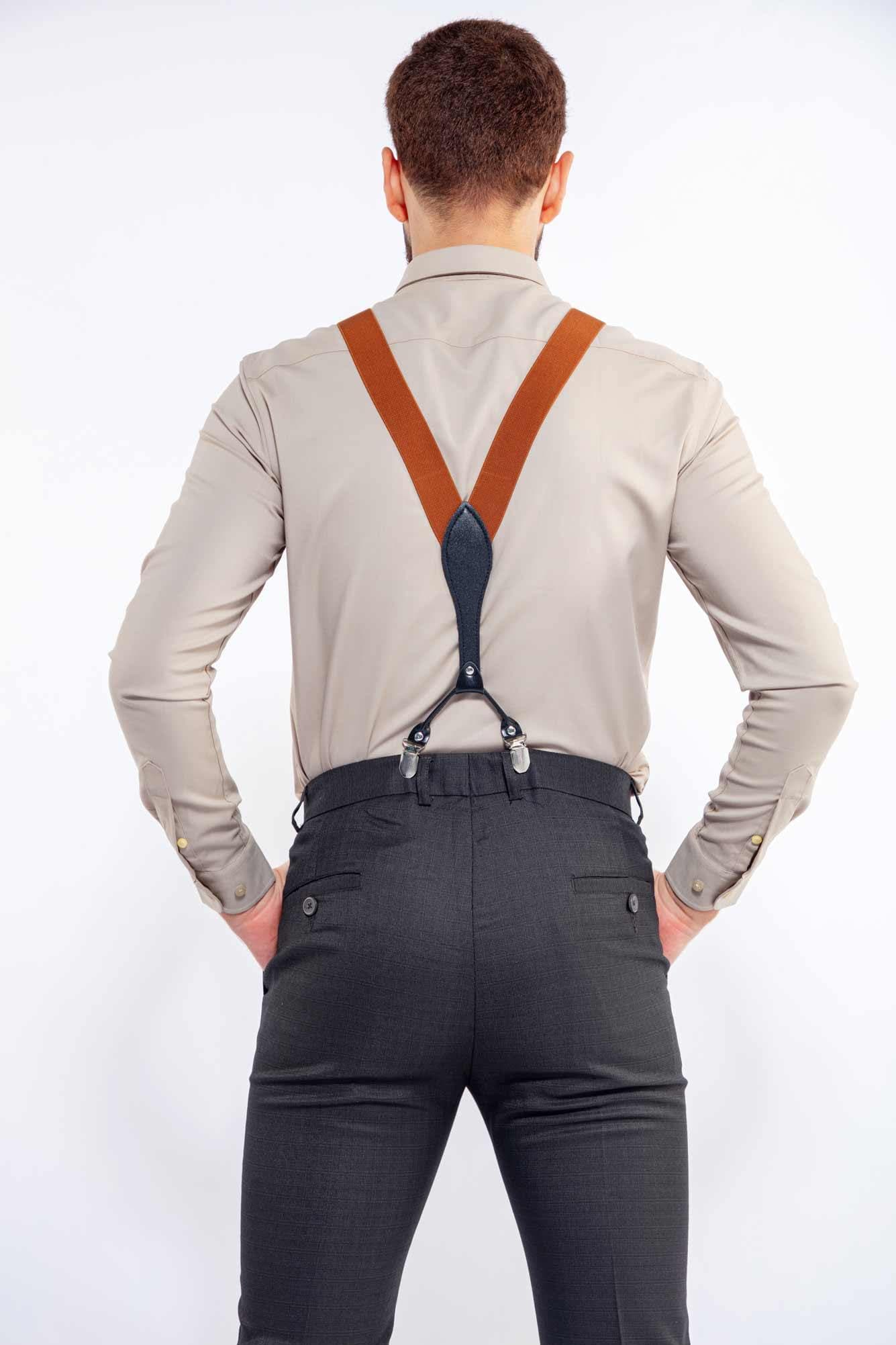 MEN'S SUSPENDER IN CAMEL, Suspenders, CORADO, accessories, brown, men, suspender, coradomoda, coradomoda.com