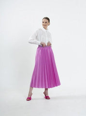 PLEAT LAD FAS SKIRT PINK VIOLET 4203-13 HE, SKIRT, CORADO, bottom, FASHION, label, long, made in turkey, pink violet, pleat, skirt, women, coradomoda, coradomoda.com