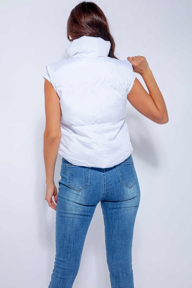 PUFF WOMEN'S VEST IN WHITE, JACKET, CORADO, jacket, top, vest, white, women, coradomoda, coradomoda.com