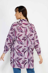 PURPLE LEAF CASUAL TOP 2732V, BLOUSE, CORADO, blouse, longsleeve, purple, shirt, top, women, coradomoda, coradomoda.com