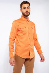 SENADOR CHEST DOUBLE POCKET IN ORANGE, SHIRT, CORADO, men, orange, shirt, top, coradomoda, coradomoda.com