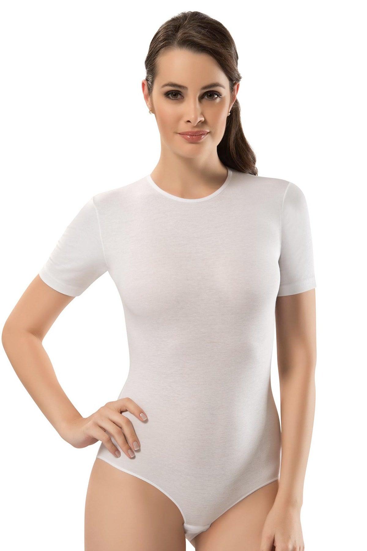 SHORT SLEEVE WOMEN'S BODYSUIT ED2409, Underwear, CORADO, black, bodysuit, plain, short sleeve, tshirt, underwear, white, women, coradomoda, coradomoda.com