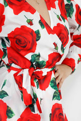 SLIT ROSE SEXY LONG DRESS 1073MS, DRESS, CORADO, dress, floral, long, longsleeve, party, red, sexy, women, coradomoda, coradomoda.com