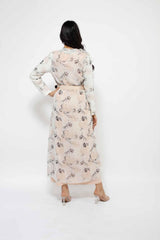 WOMEN'S DANDELIO DRESS SET 1-102MDE, DRESS, CORADO, belt, dress, floral, long, longsleeve, peach, set, women, coradomoda, coradomoda.com