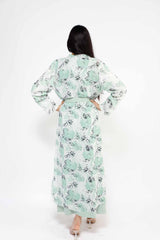 WOMEN'S DANDELIO DRESS SET 8-102MDE, DRESS, CORADO, belt, dress, floral, long, longsleeve, set, white, women, coradomoda, coradomoda.com
