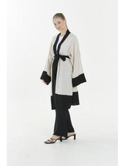 WOMEN'S FASHION KIMONO ROBE SET 4944HE - 1, SETS, CORADO, black, bottom, cardigan, FASHION, garterized, kimono, label, plain, set, top, women, coradomoda, coradomoda.com