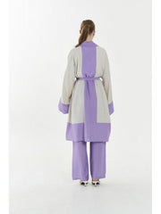 WOMEN'S FASHION KIMONO ROBE SET 4944HE - 2, SET, CORADO, bottom, cardigan, FASHION, garterized, kimono, label, plain, purple, set, top, trouser, women, coradomoda, coradomoda.com