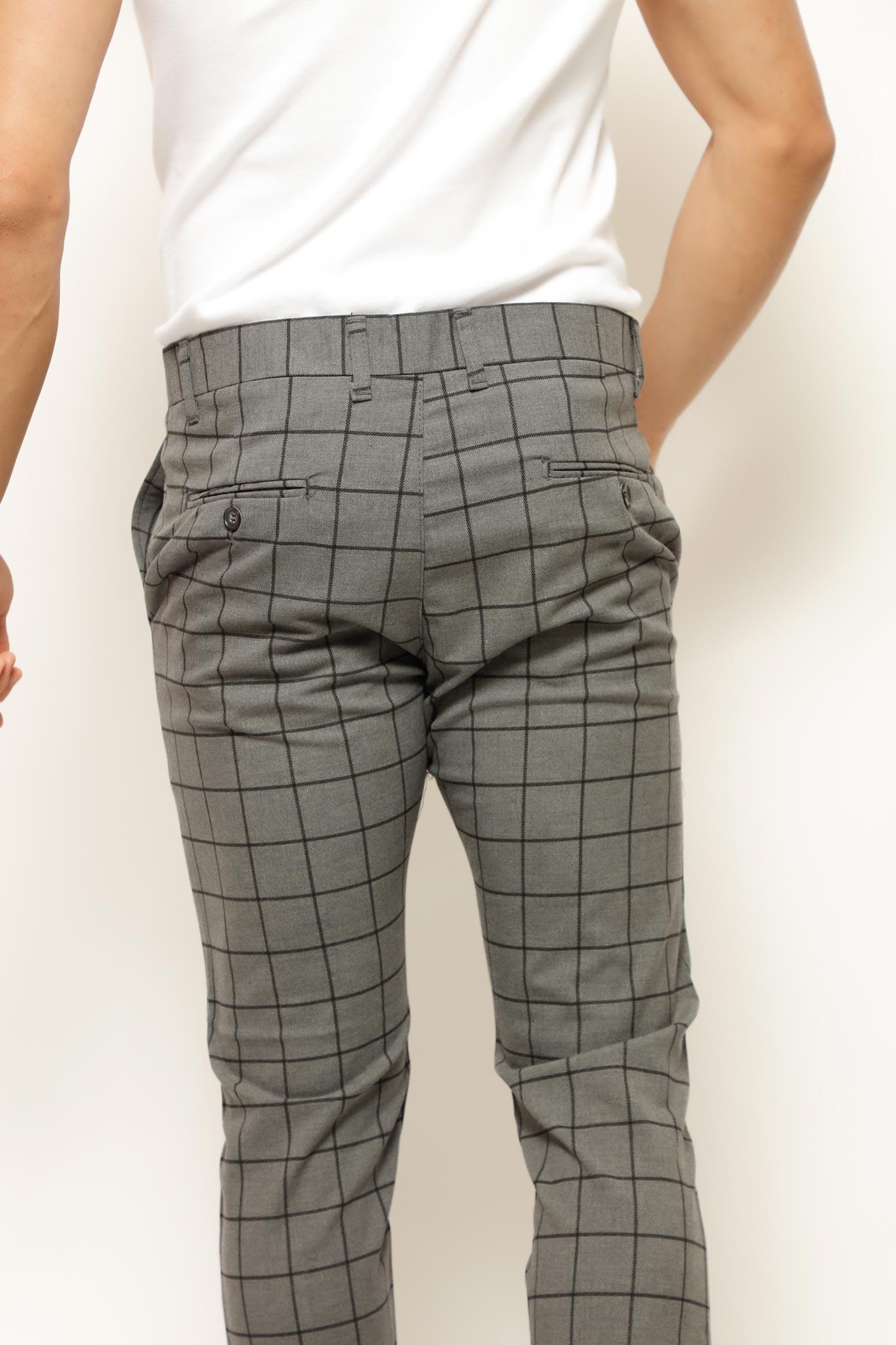 Buy Men Grey Slim Fit Check Flat Front Casual Trousers Online - 809703 |  Louis Philippe